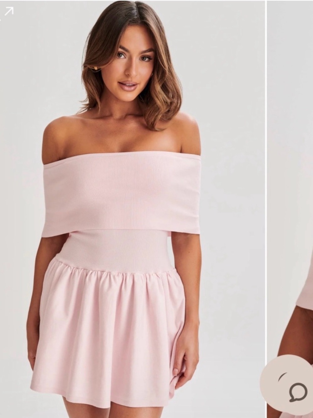 Off-Shoulder Pink meshki Mini Dress